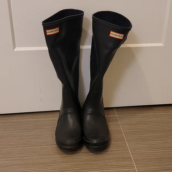 Hunter Unisex Argyll Short Knee Rain Boots - Rubber Black Wellington Boots, Size 7 W / 6 M US - View #6